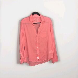 Frank & Eileen Shirt Size Small Pink 100% Cotton Light Button Collar Top Flaw **